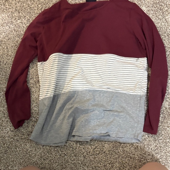 Nursing Queen Tops - Nursing Queen Burgundy and Gray Long Sleeve Top